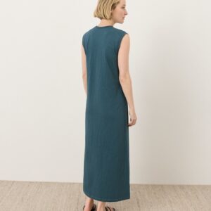 Alternative view of Organic Cotton Maxi Dress with Sleeveless Crew Neck and Side Slit