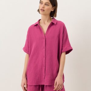 Organic Cotton Double Gauze Shirt and Drawstring Shorts Set
